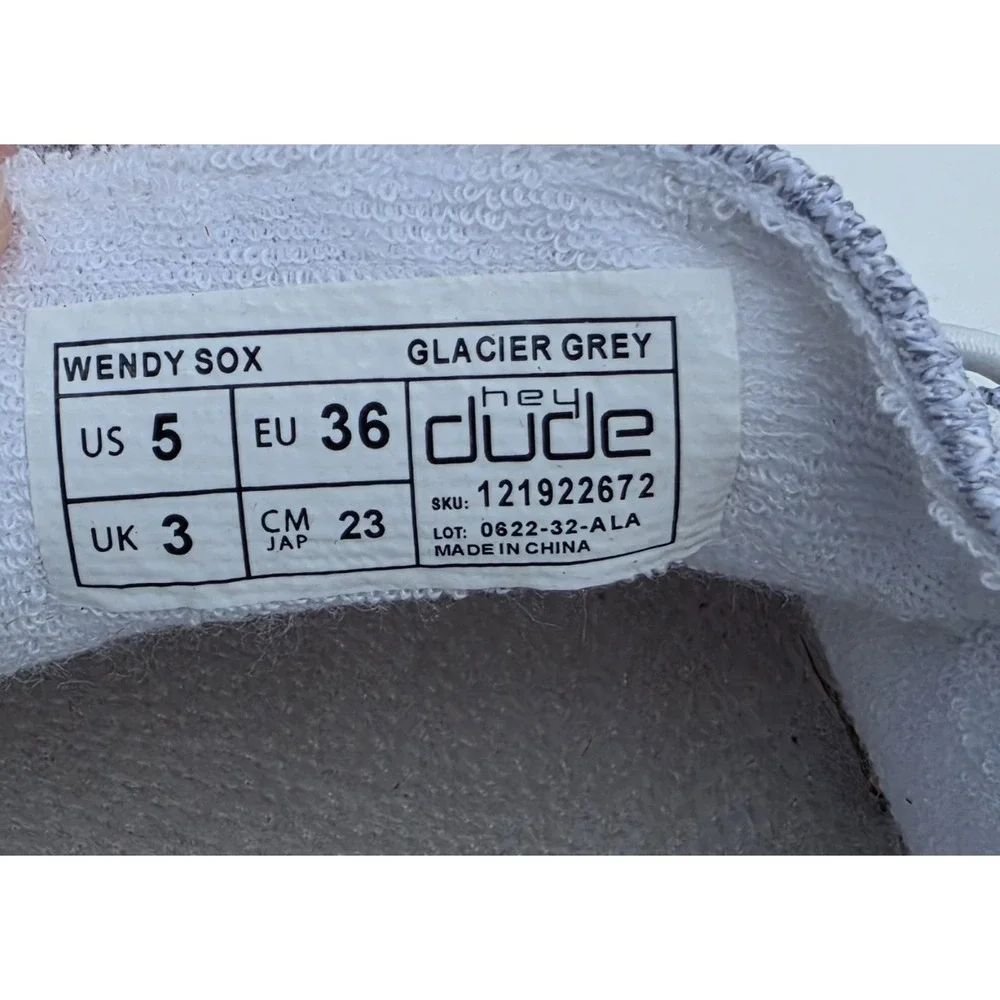 Hey Dude Wendy‎ Sox Glacier Grey Womens 5